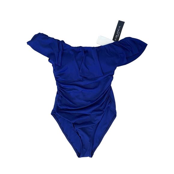 NWT La Blanca Island Goddess Off The Shoulder Ruffled One Piece Swimsuit 8 Beach - Picture 5 of 12